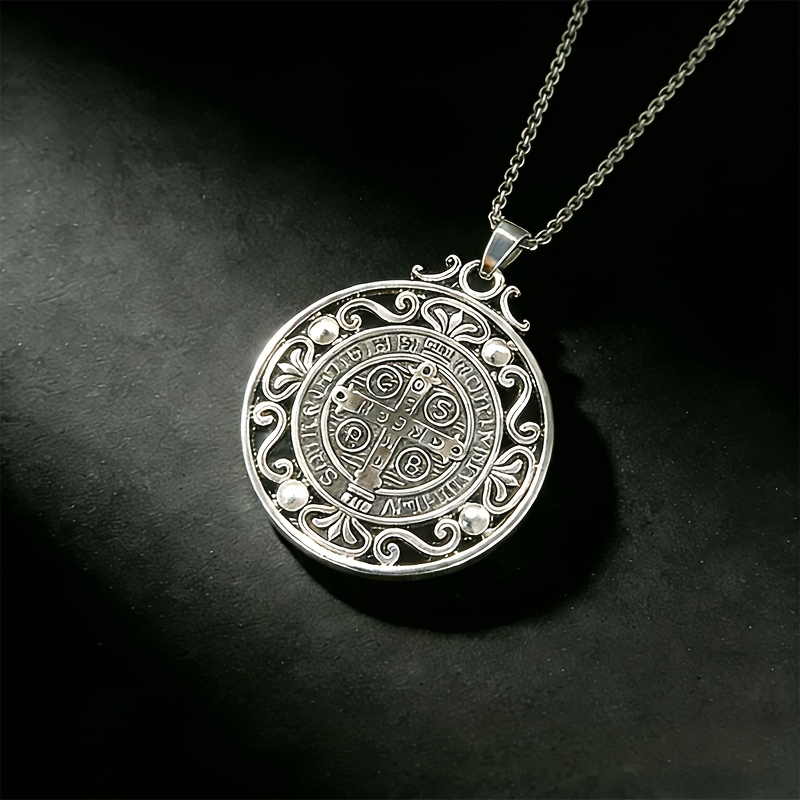 Men's Retro St. Benedict Medal Stainless Steel Necklace